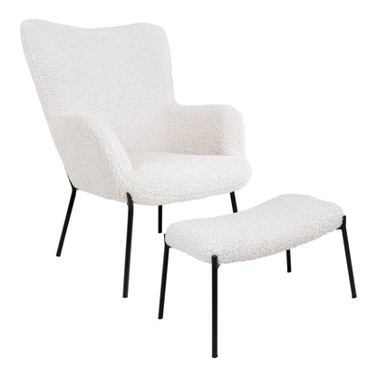 Glasgow Set - Lounge Stuhl und Footstool, weiße HN1090