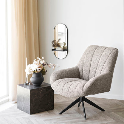 Grandola Lounge Stuhl - Lounge Stuhl mit Drehfuß, Grau, schwarze Beine HN1086