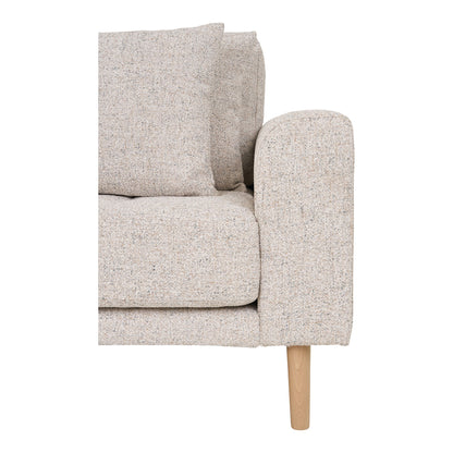 Lido Lounge Sofa - Lounge -Sofa, in der beige Melette mit vier Kissen und Naturholzbeinen, HN1015, gelassen