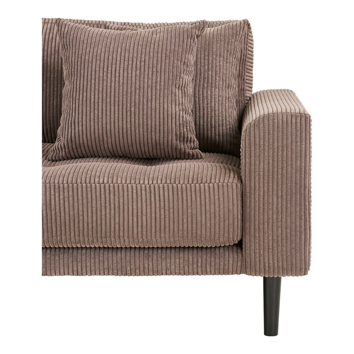 Lido Lounge Sofa - Lounge -Sofa, links in braunem Samt mit vier Kissen und schwarzen Holzbeinen HN1423
