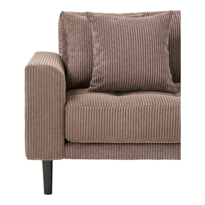 Lido Lounge Sofa - Lounge -Sofa, rechts in braunem Samt mit vier Kissen und schwarzem Holz ben HN1423 ab.