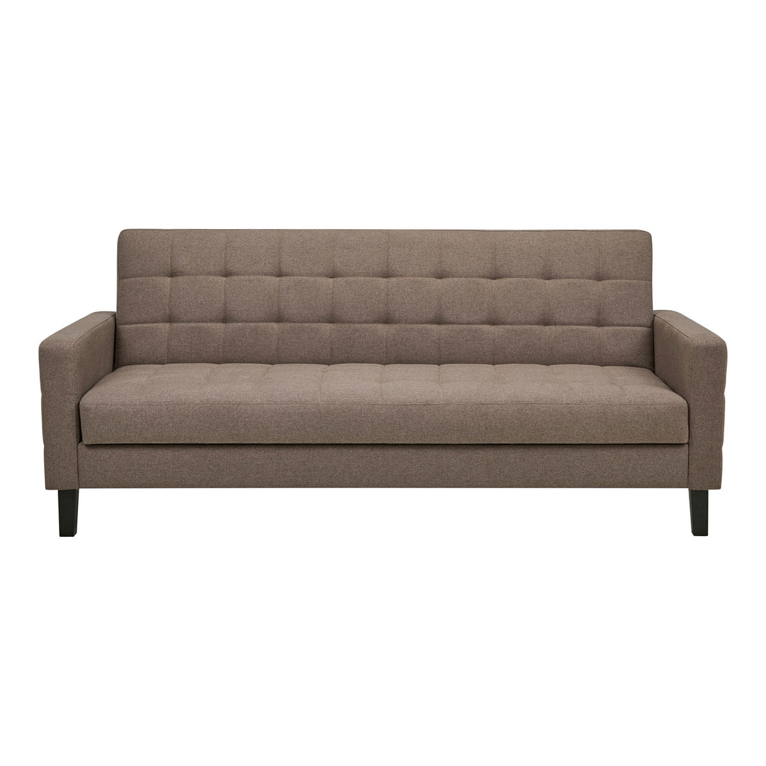 Milton Schlafsofa – Schlafsofa mit Stauraum, braun, schwarze Beine