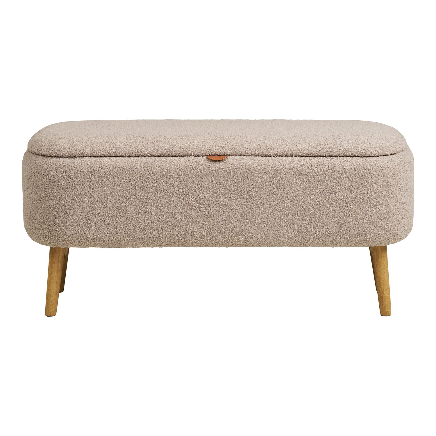 Harlow Bench - Bank mit Lagerung, Bouclé, Beige 95x37x45 cm, HN1063