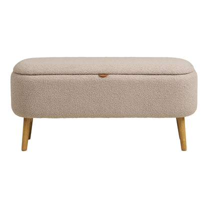 Harlow Bench - Bank mit Lagerung, Bouclé, Beige 95x37x45 cm, HN1063