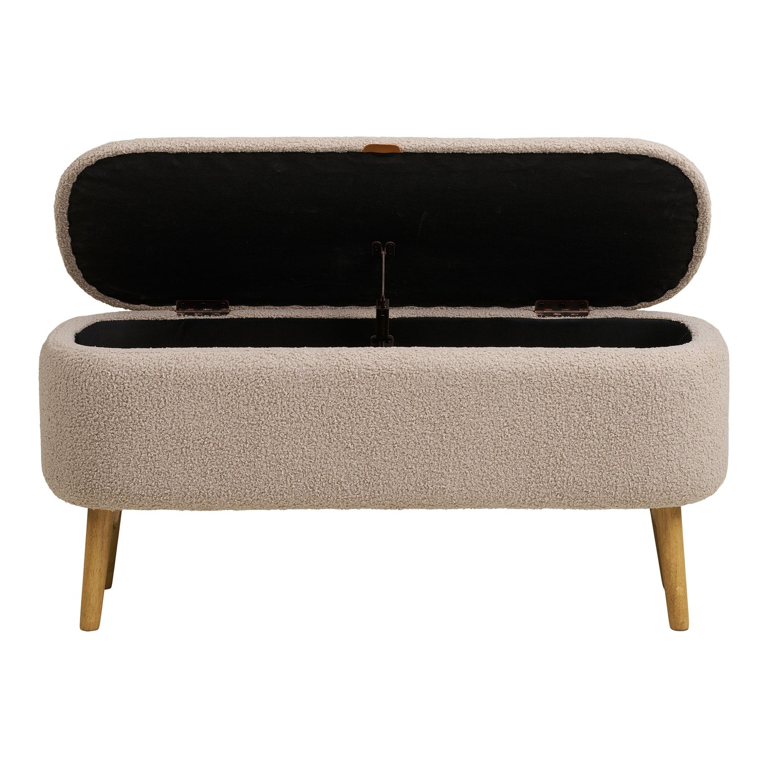 Harlow Bench - Bank mit Lagerung, Bouclé, Beige 95x37x45 cm, HN1063