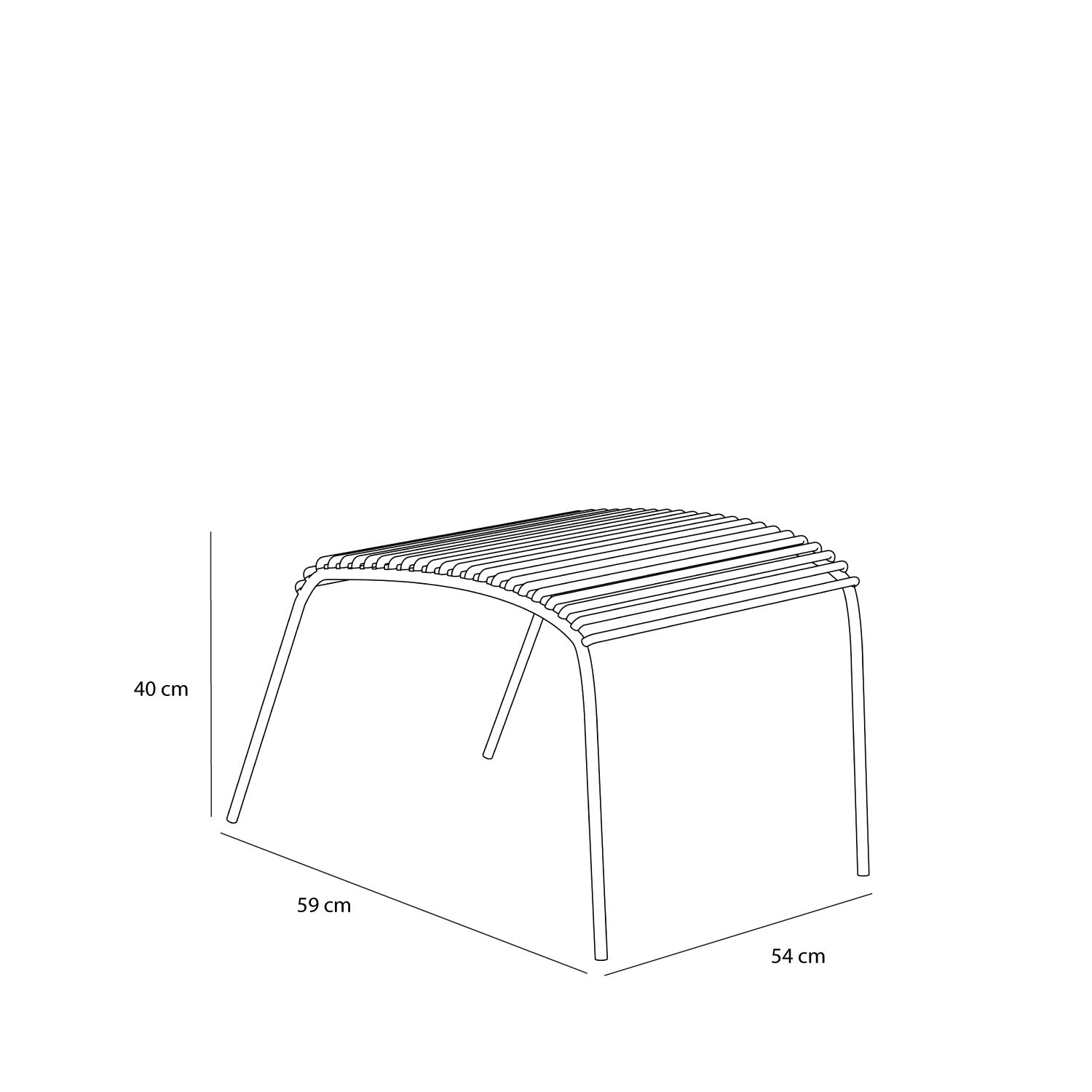 String-Fußhocker Schwarz - 52x52xh42cm