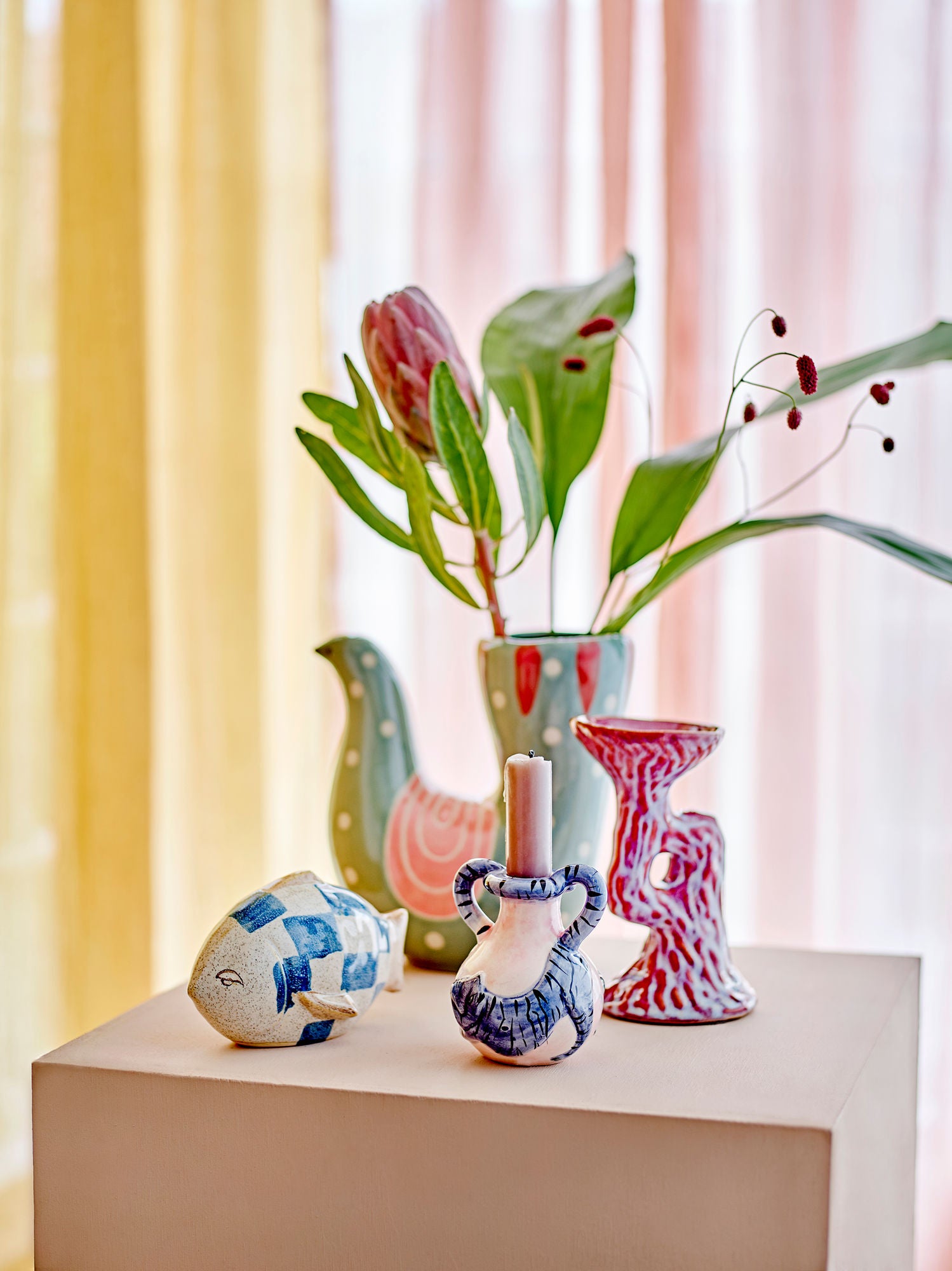Bloomingville Trudy Vase, Grün, Steinzeug