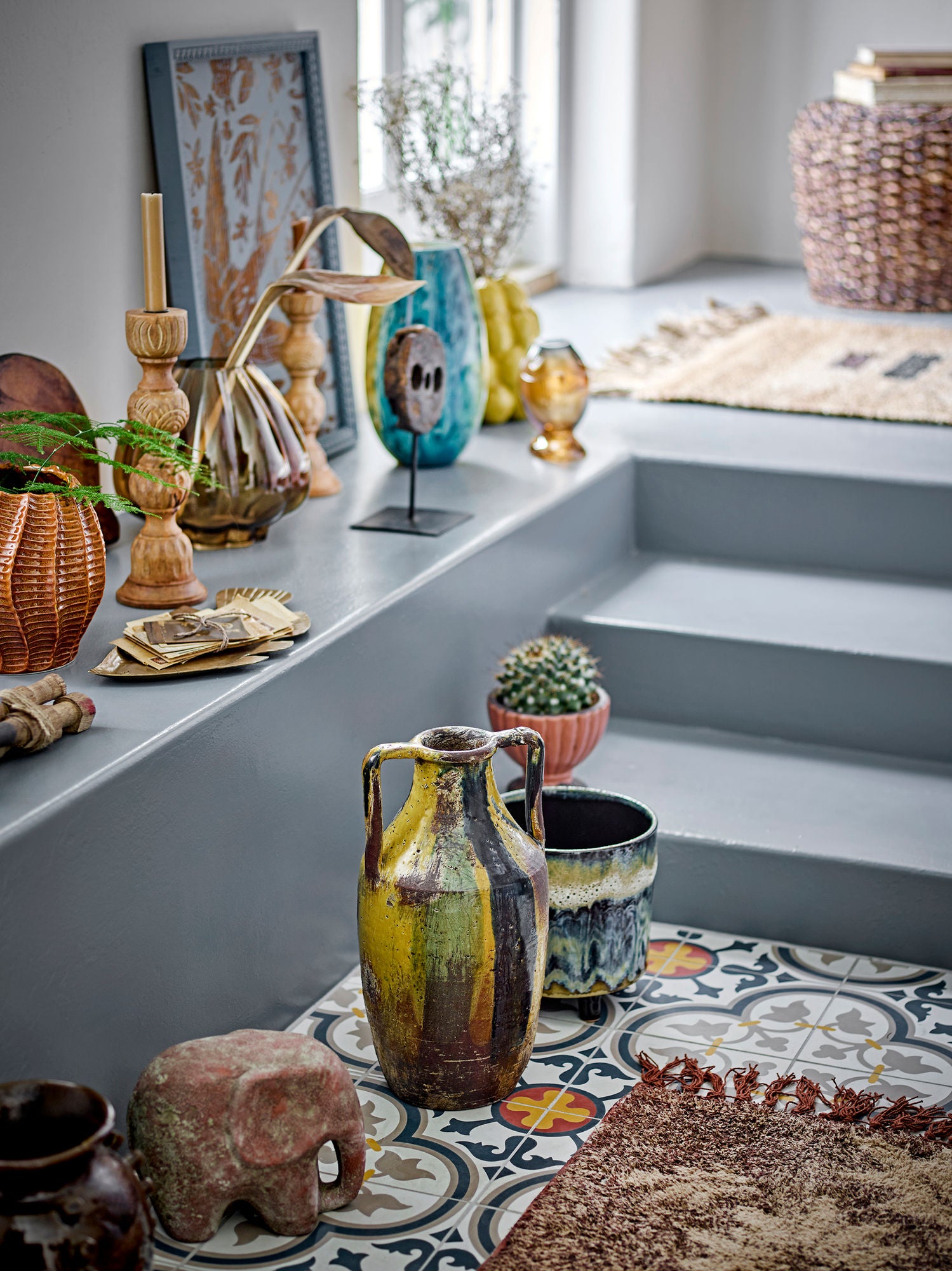 Kreative Kollektion Wilder Deko Vase, Yellow, Terrakotta