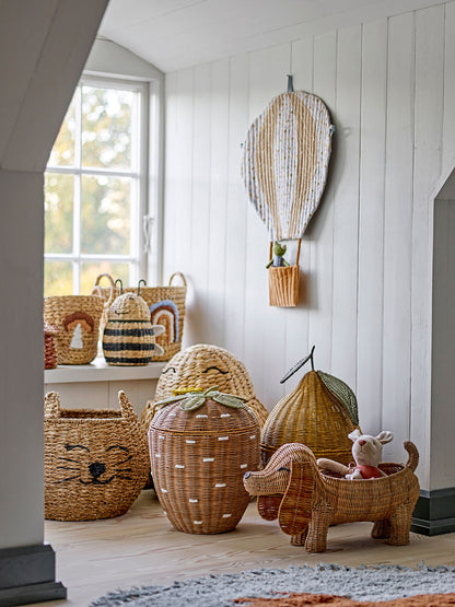 Bloomingville Mini Pelino Korb mit Deckel, Brown, Rattan