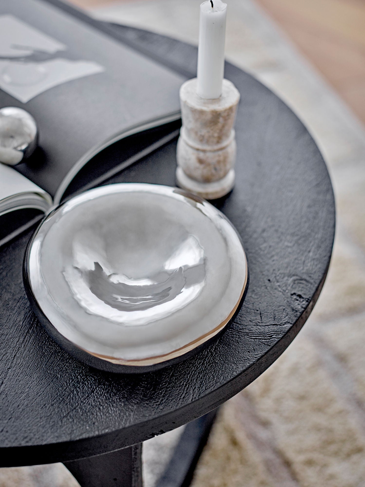 Bloomingville Shine Bowl, Silber, Steinzeug