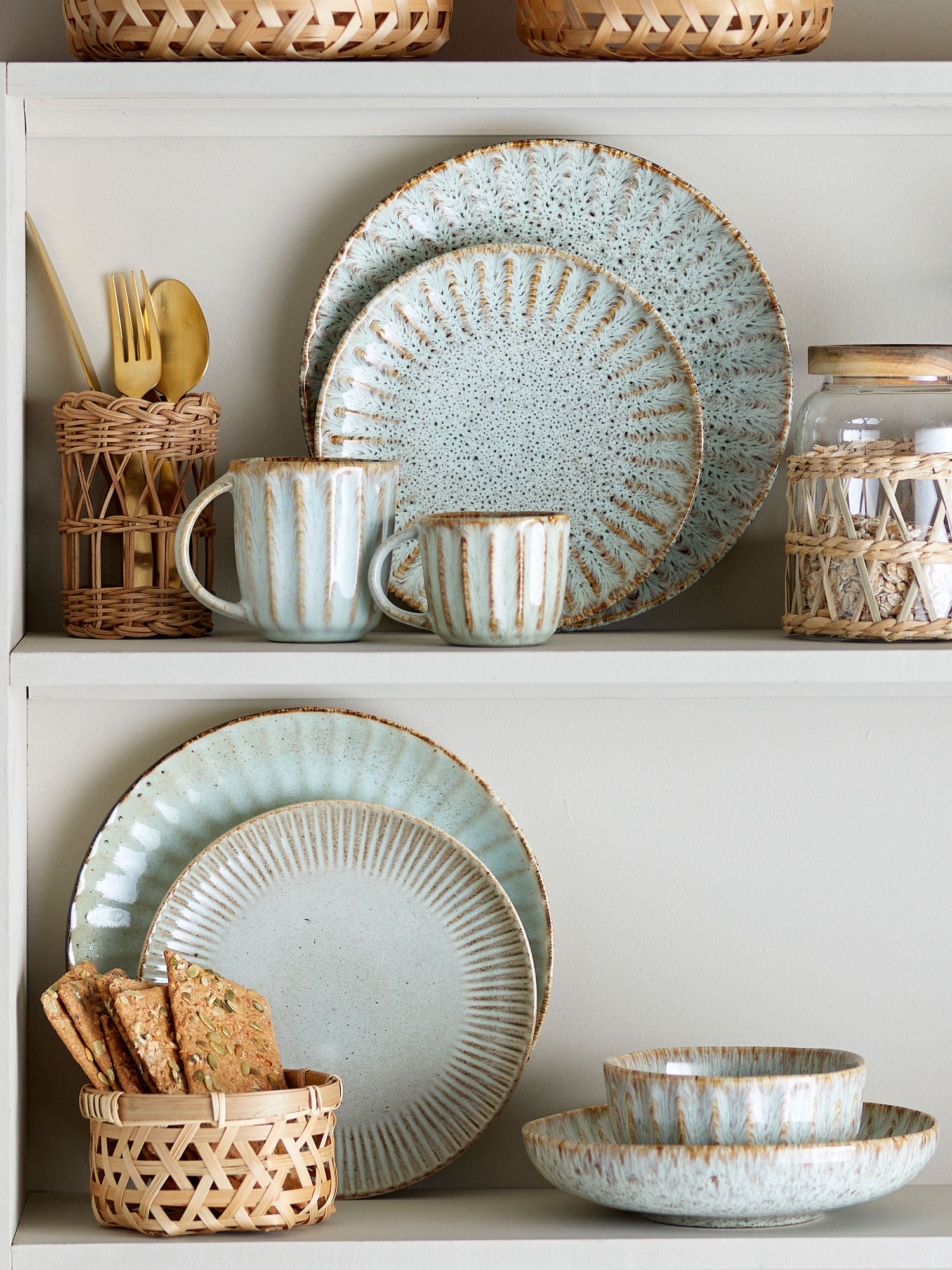 Creative Collection Fleur Design Service Set, Natur, Steinzeug