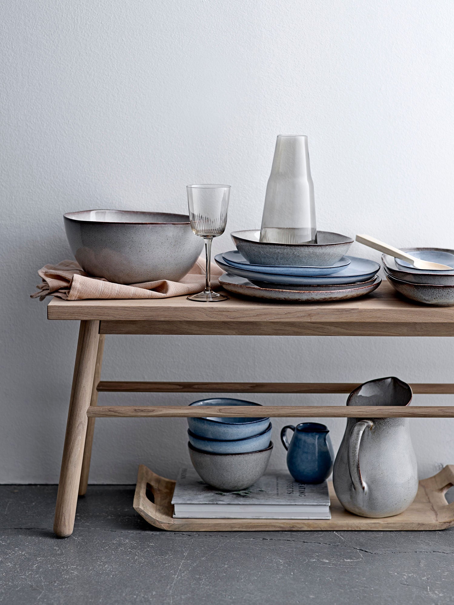 Bloomingville Sandrine Breakfast Set, Blau, Steinzeug