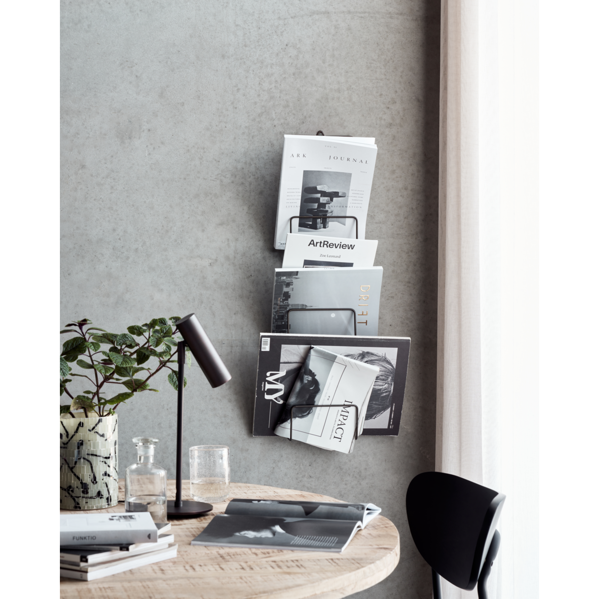 Zeitschriftenhalter, HDMAG, antikes Braun