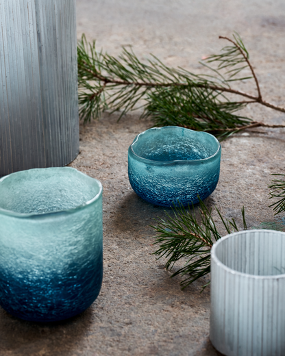 Teelichthalter, HDCrackle, Blau