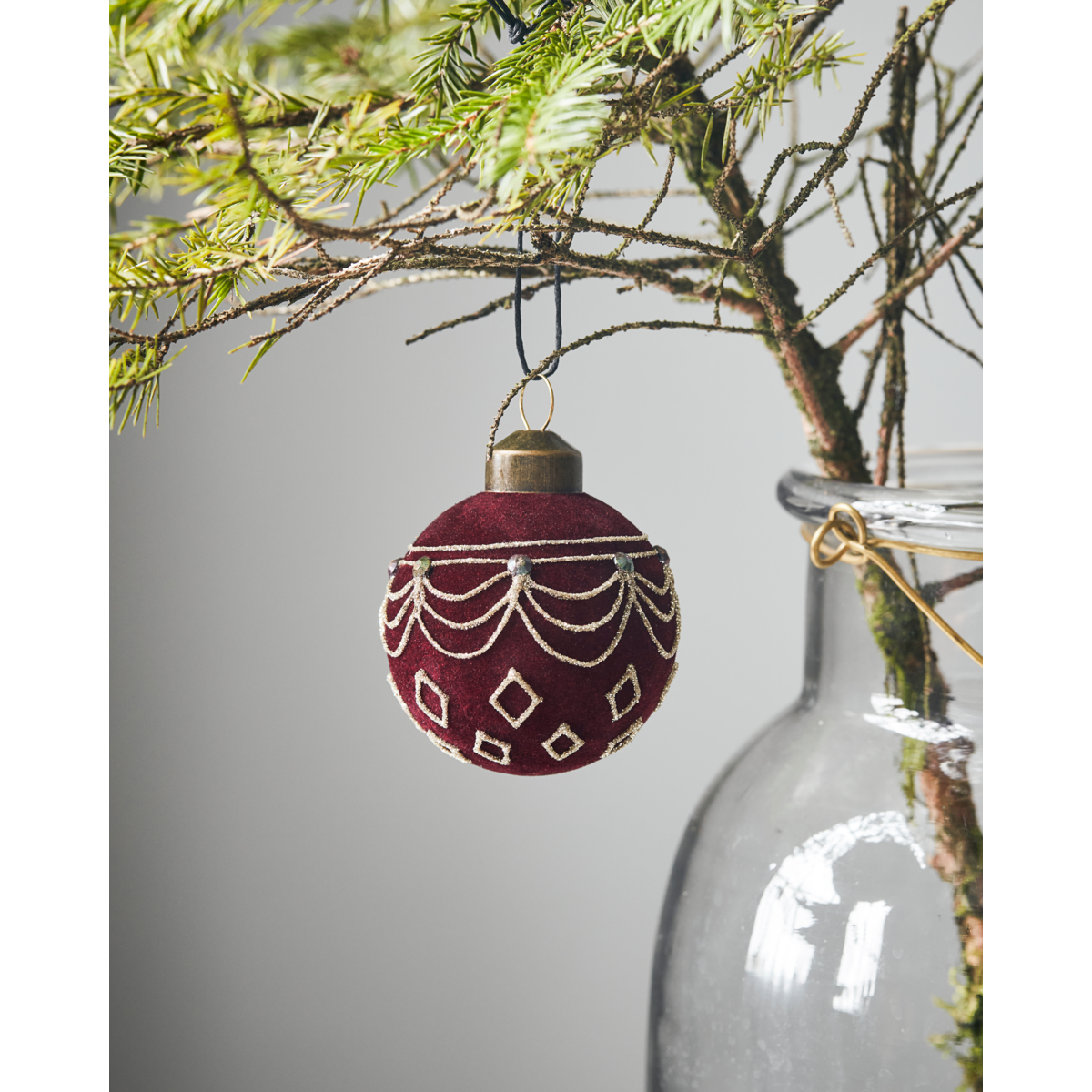 Weihnachtsdekoration, Hdvelour, rot;