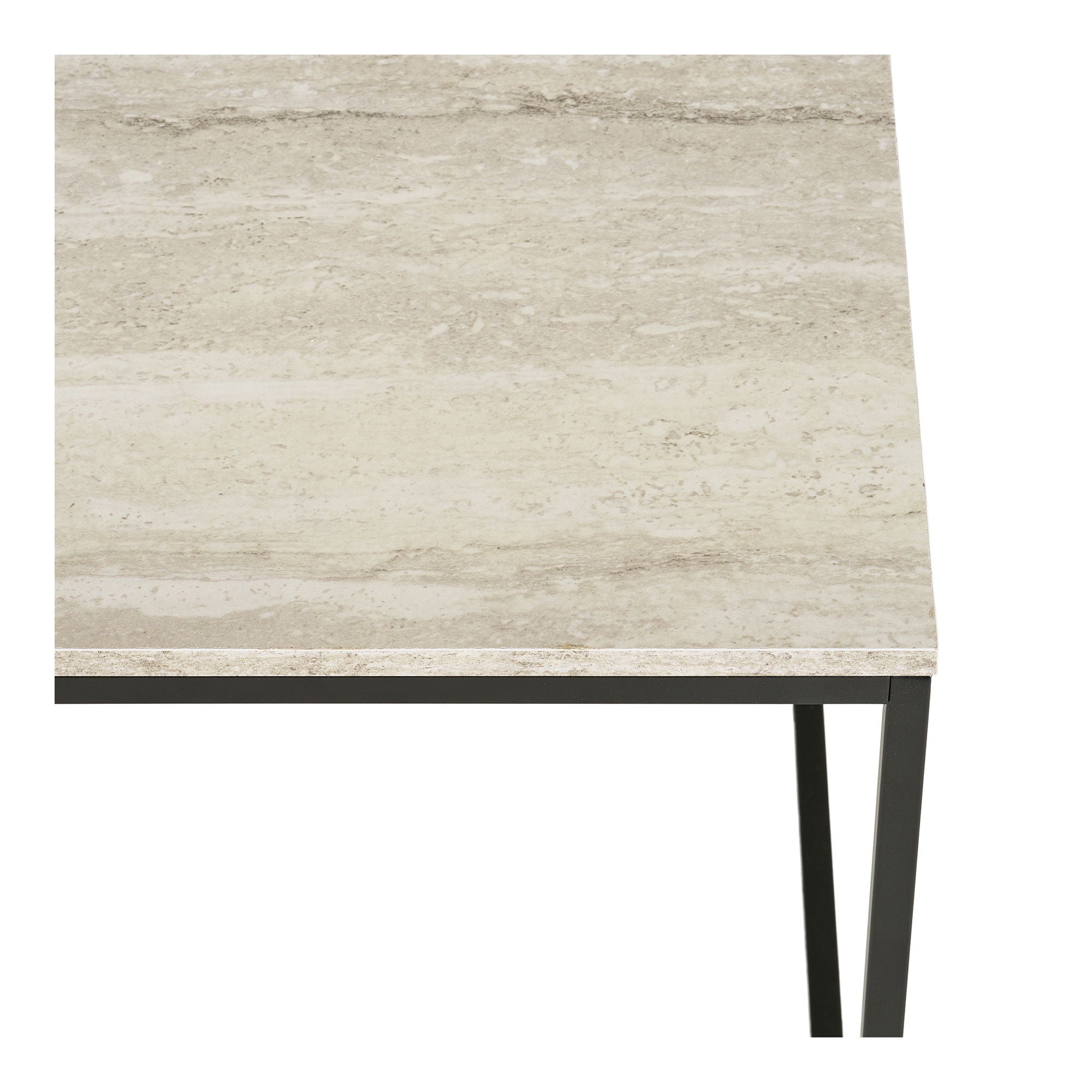 Vita Couchtisch - Couchtisch, Travertin -Look, schwarzer Rahmen 90x60x45 cm