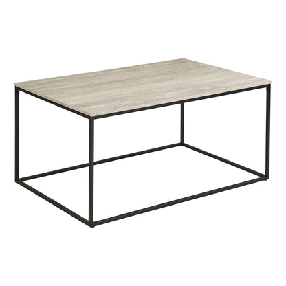 Vita Couchtisch - Couchtisch, Travertin -Look, schwarzer Rahmen 90x60x45 cm