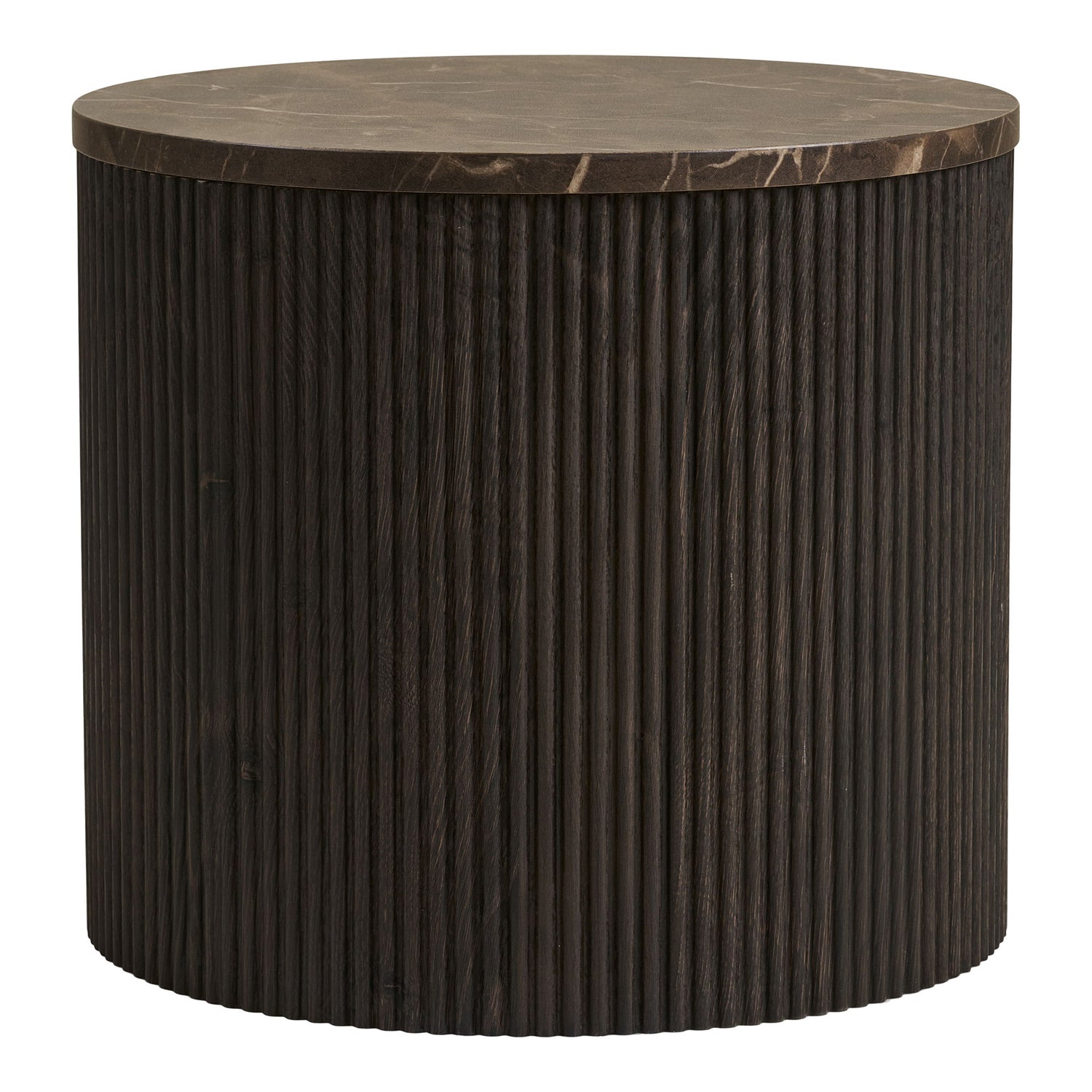 Rota -Ecktisch - Ecktisch, Marmor -Look, dunkelbraun Ø45x40 cm