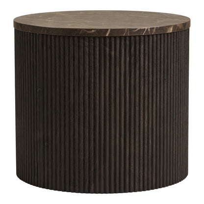 Rota -Ecktisch - Ecktisch, Marmor -Look, dunkelbraun Ø45x40 cm