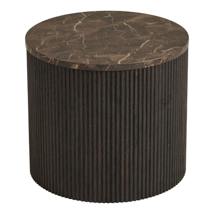 Rota -Ecktisch - Ecktisch, Marmor -Look, dunkelbraun Ø45x40 cm