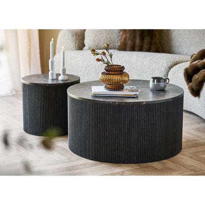 Rota Couchtisch - Couchtisch, Marmor -Look, dunkelbraun Ø80x40 cm