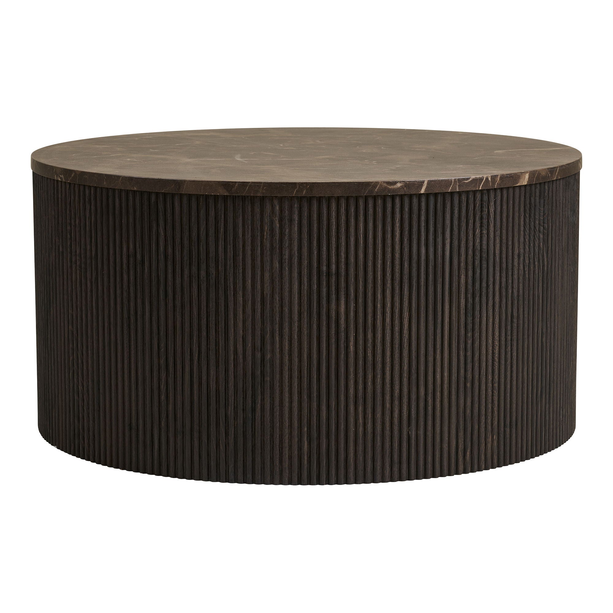 Rota Couchtisch - Couchtisch, Marmor -Look, dunkelbraun Ø80x40 cm