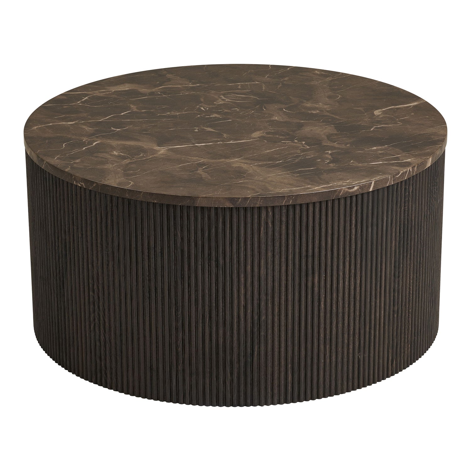 Rota Couchtisch - Couchtisch, Marmor -Look, dunkelbraun Ø80x40 cm