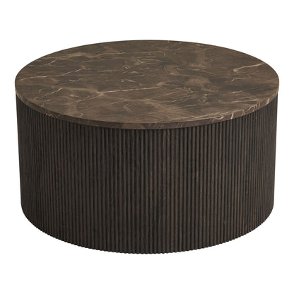 Rota Couchtisch - Couchtisch, Marmor -Look, dunkelbraun Ø80x40 cm