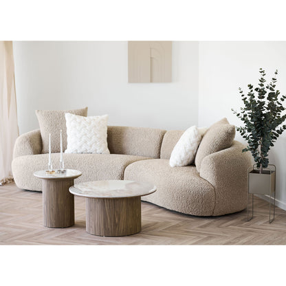 Athen Couchtisch - Couchtisch, Keramikarbeitsplatte, weiß/dunkelbraun Ø80x40 cm