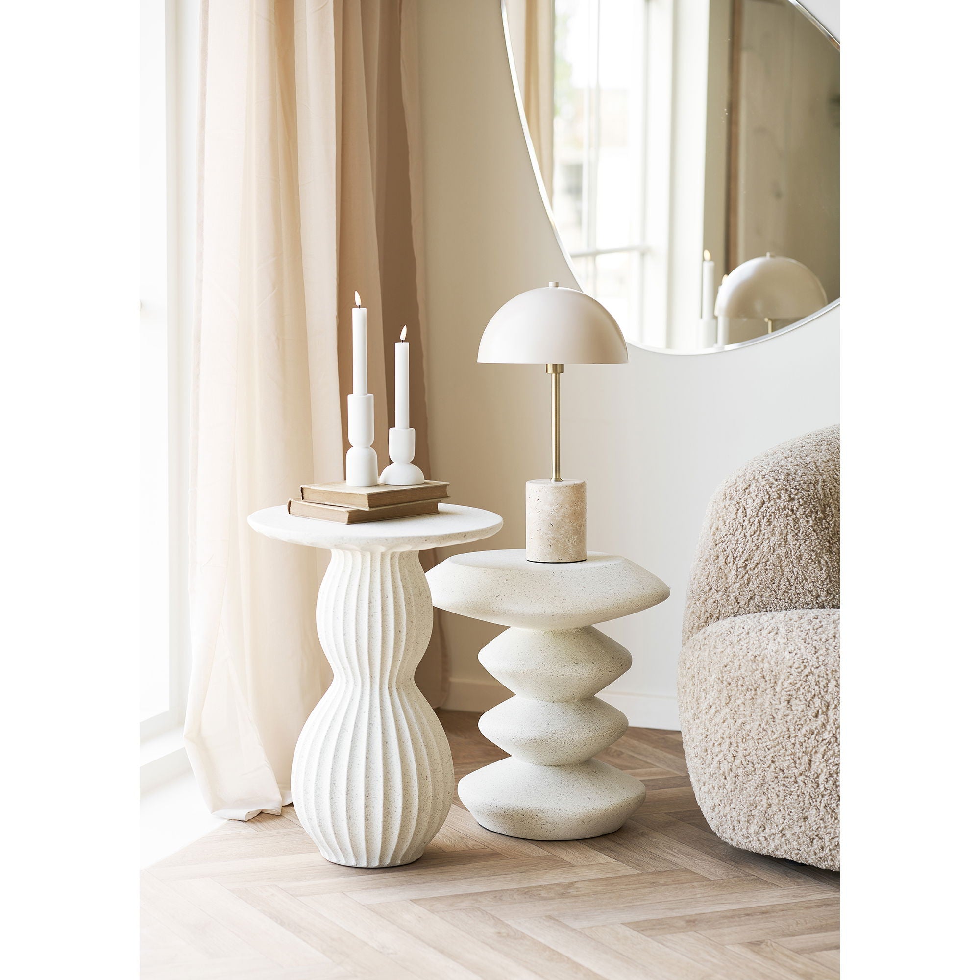 Seitentisch Newtown - Beizertisch, Fiberclay, Weiß Ø40x55 cm