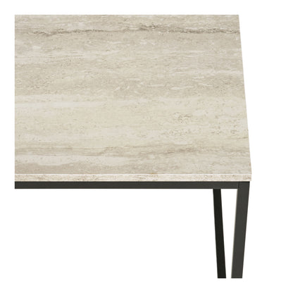 Vita Corner Table - Ecktabelle, Travertin -Look, schwarzer Rahmen 45x45x45 cm
