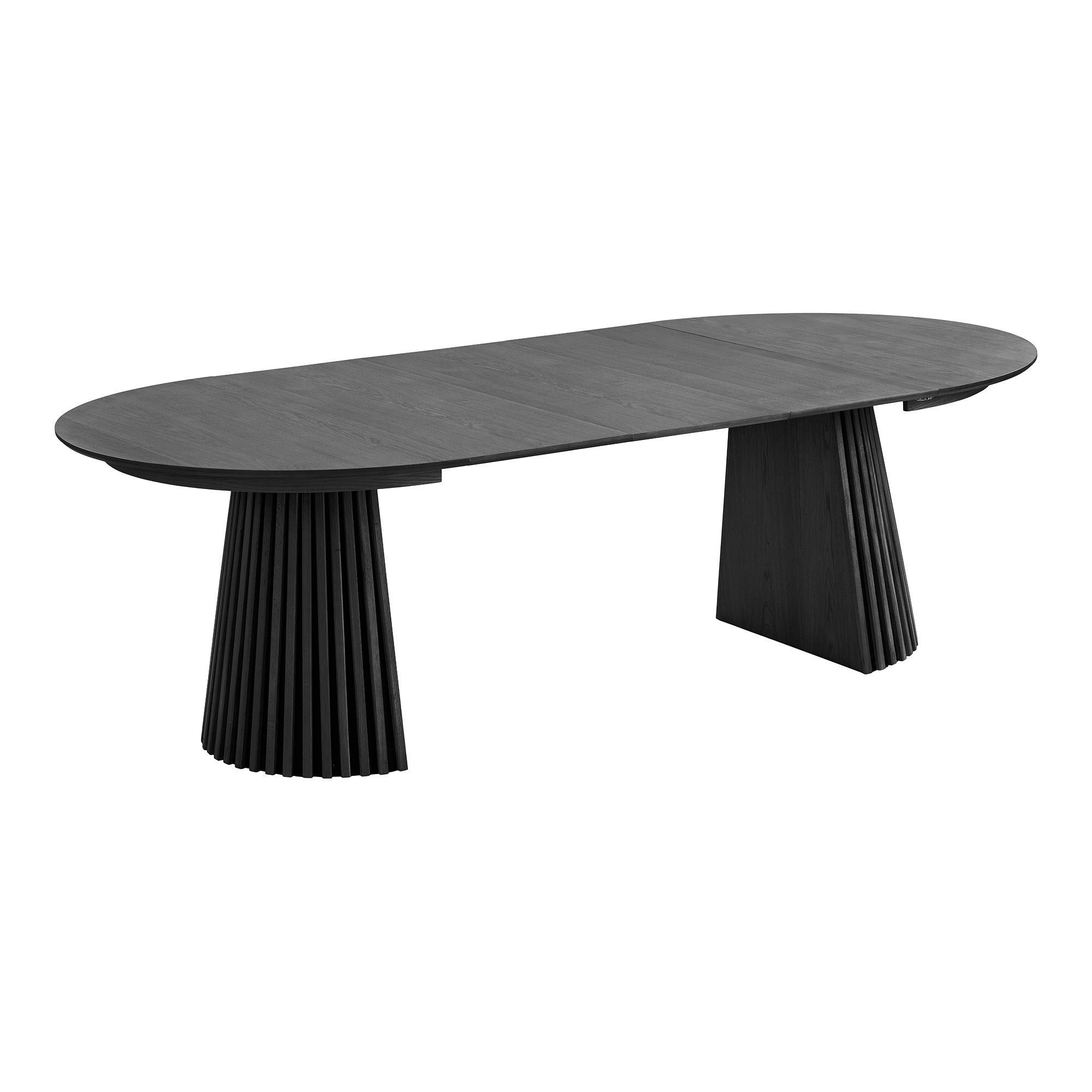 Osaka Esstisch - Esstisch, Eichenstrahlen, schwarz, inkl. Drei ergänzende Platten Ø120x120-160-200-240x75 cm