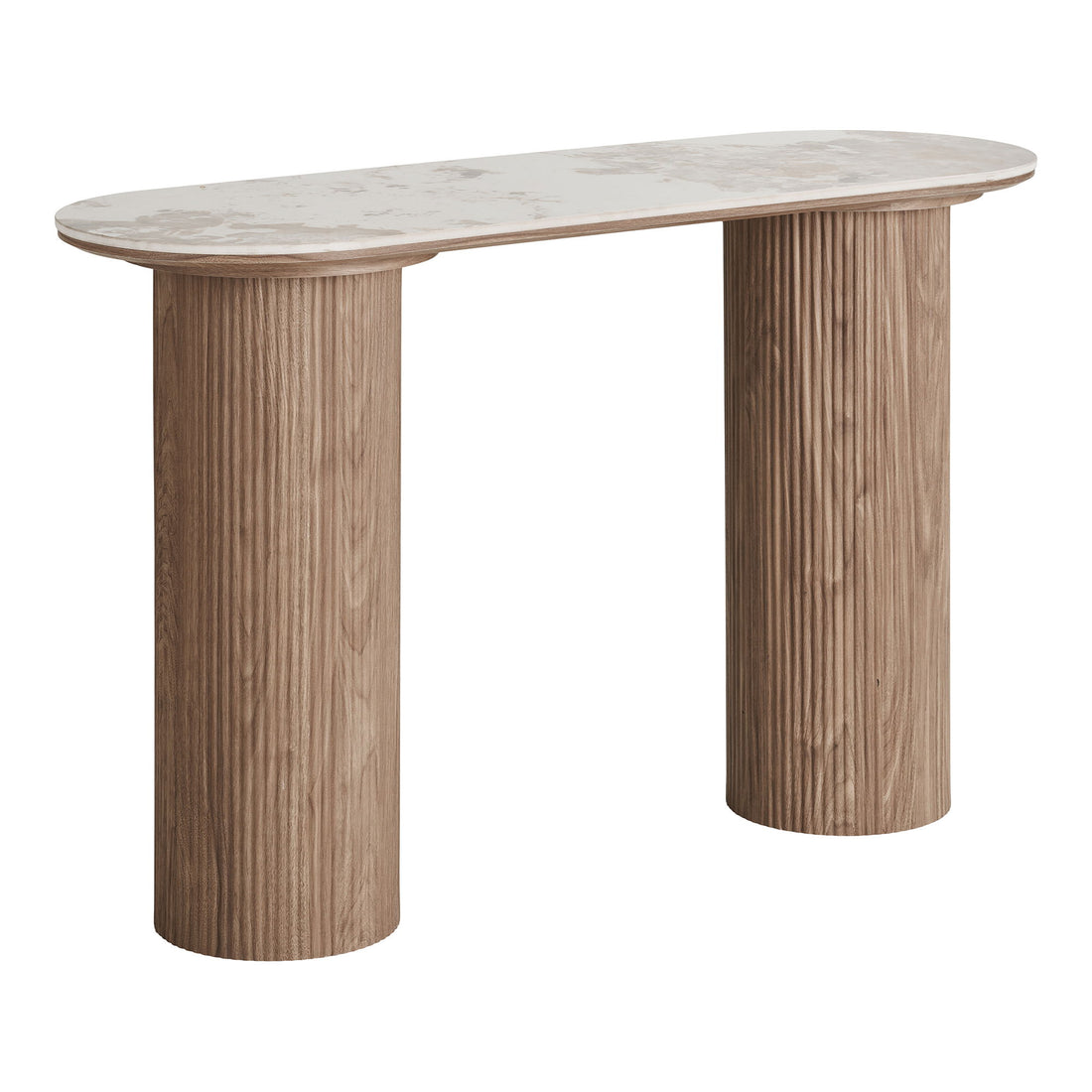 Athens Konsolentisch - Konsolentisch, Tischplatte aus Keramik, weiß, dunkelbraun 40x120x78 cm