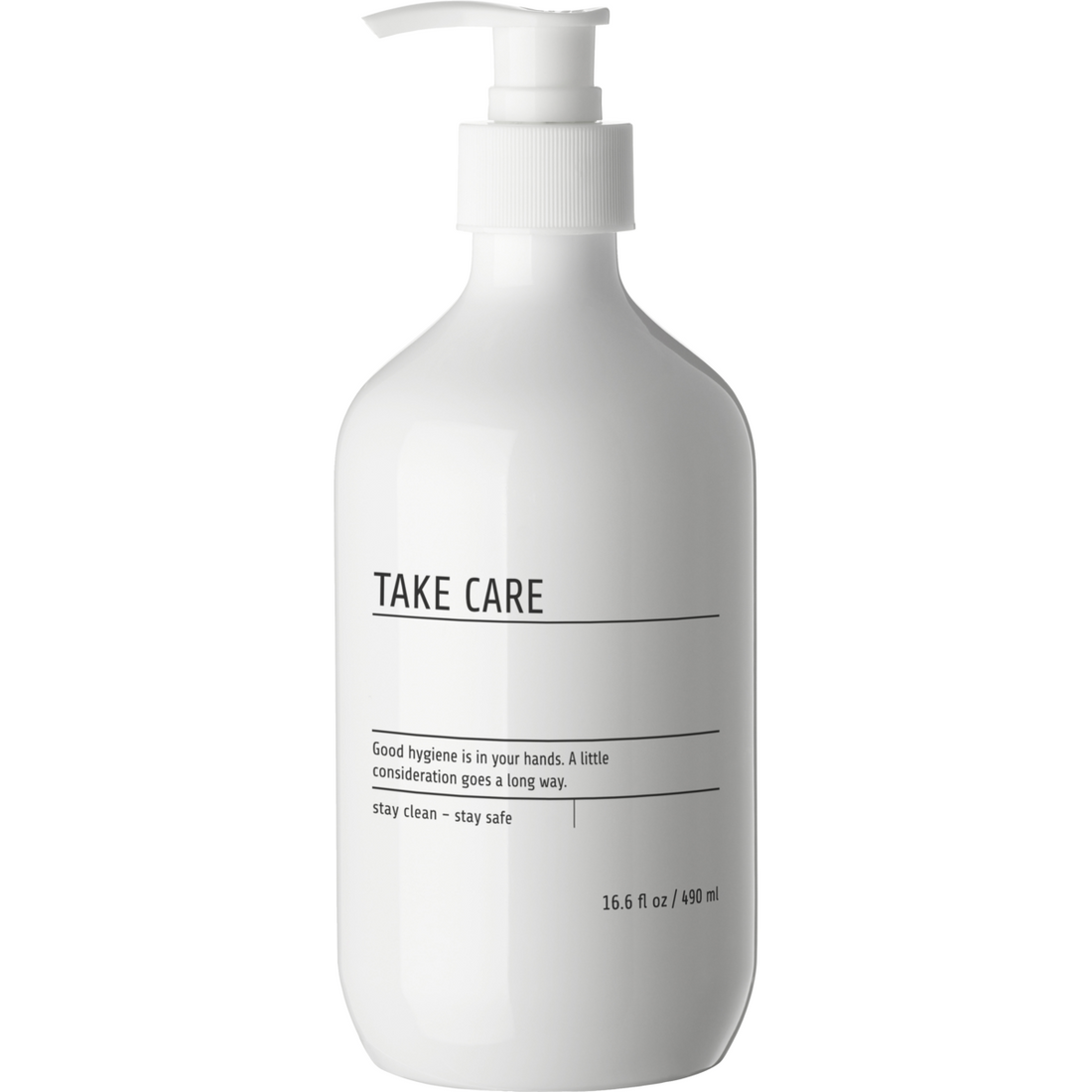 Flasche, Mkwith Pumpe & Etikett, weiß