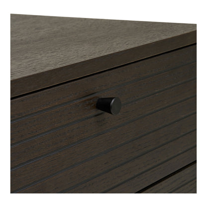Kyoto Sideboard - Sideboard, 3 Schubladen, 2 Türen, Eichenfurnier, geräucherte, schwarze Metallbeine, 150 x 40 x 74 cm
