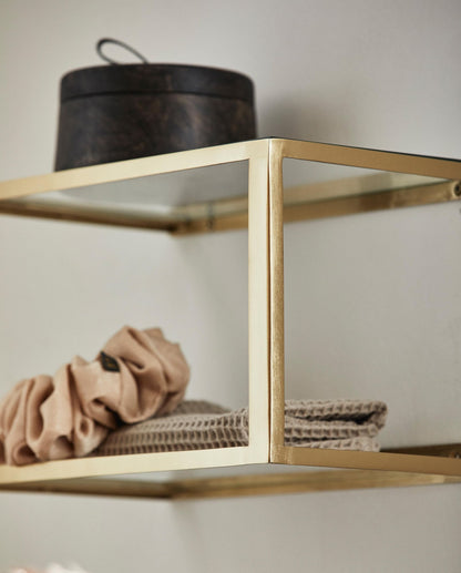 Nera Regal/Metallbetttisch mit Glas - 36x20 cm - Gold Finish