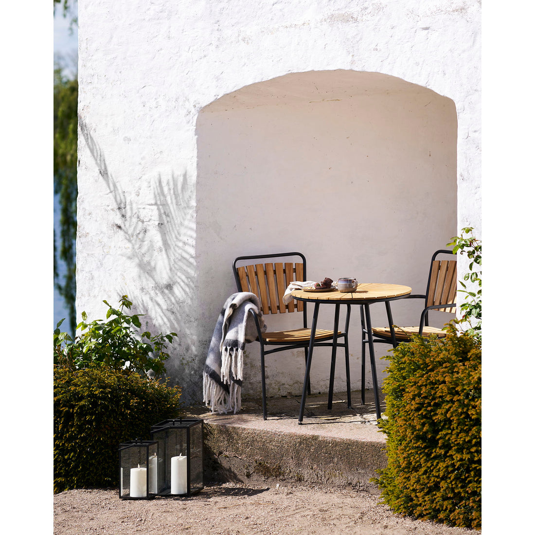 Karmelplaid - Plaid, Wollmischung, Grau/Weiß 130x170 cm