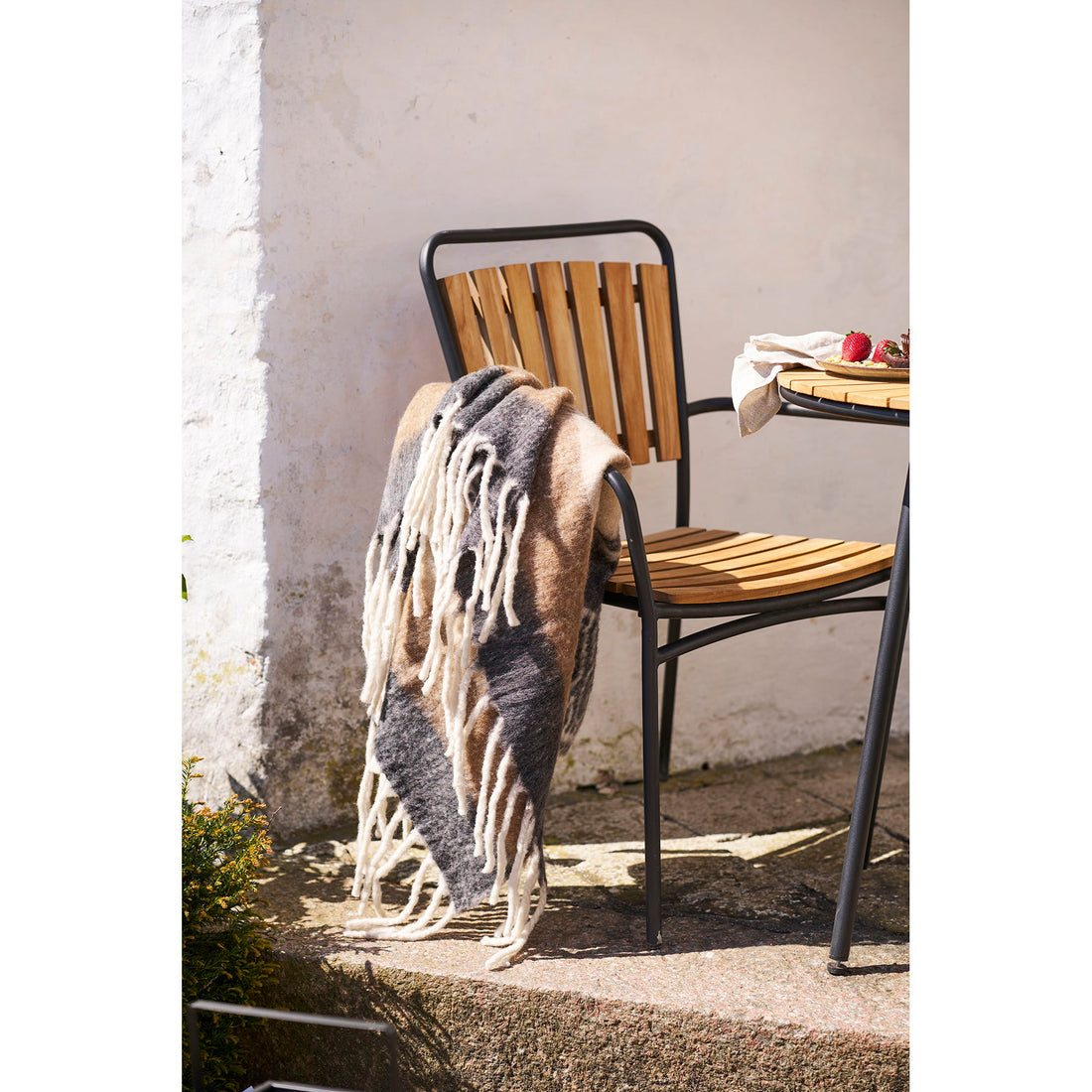 Karmelplaid - Plaid, Wollmischung, Schwarz/Braun 130x170 cm