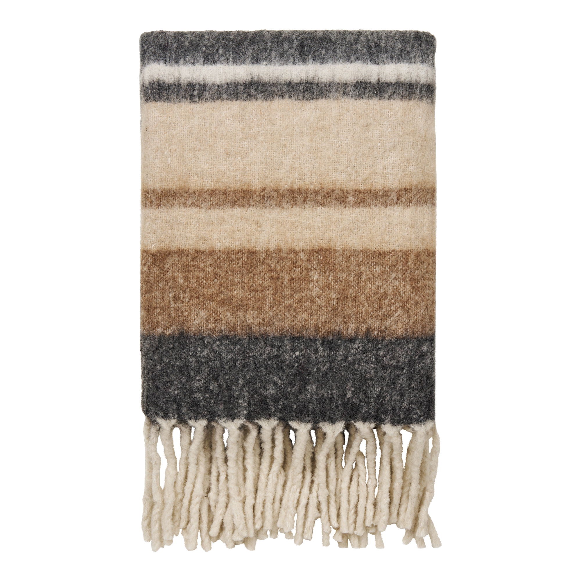 Karmelplaid - Plaid, Wollmischung, Schwarz/Braun 130x170 cm