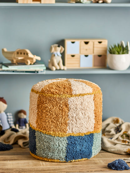 Bloomingville Mini Kio PUF, Blau, Baumwolle