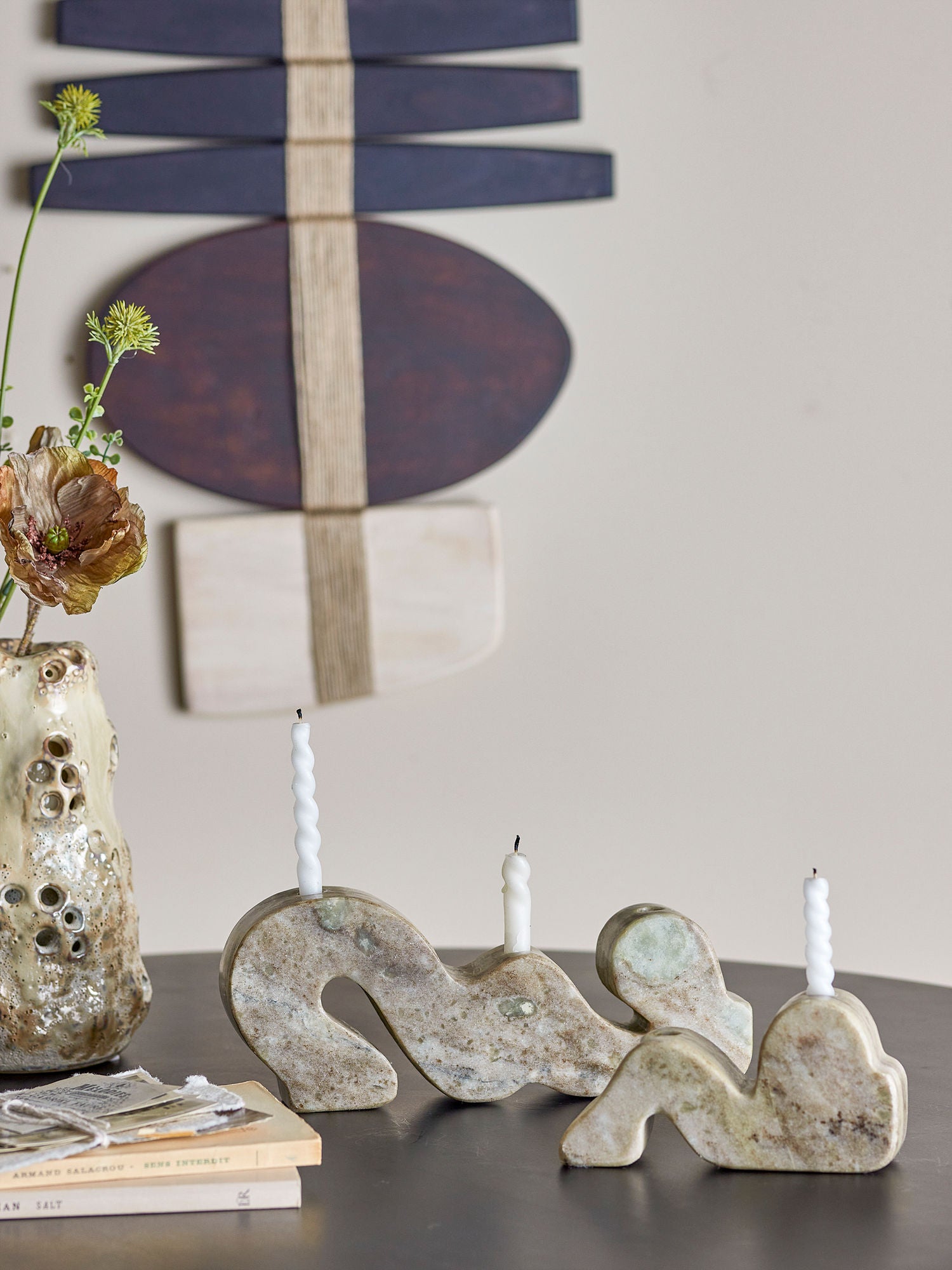Bloomingville Liabella Candlestick, Gray, Marmor