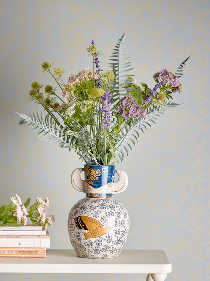 Bloomingville Hisha Vase, Blau, Steinzeug