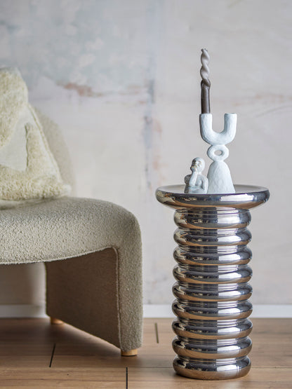 Bloomingville Spike Side Table, Silber, Steinzeug