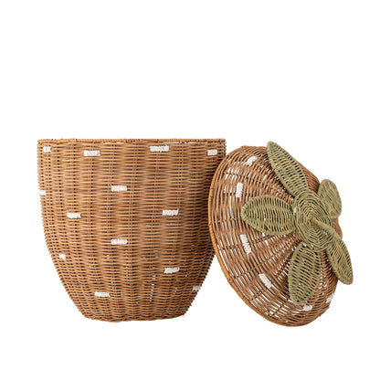 Bloomingville Mini Pelino Korb mit Deckel, Brown, Rattan