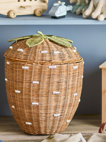 Bloomingville Mini Pelino Korb mit Deckel, Brown, Rattan