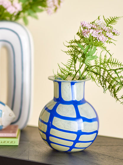 Bloomingville Kiran Vase, Blau, Glas