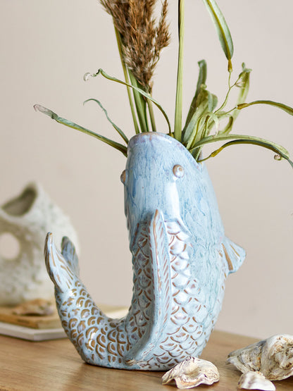 Kreative Kollektion Hiro Vase, Blue, Steinzeug