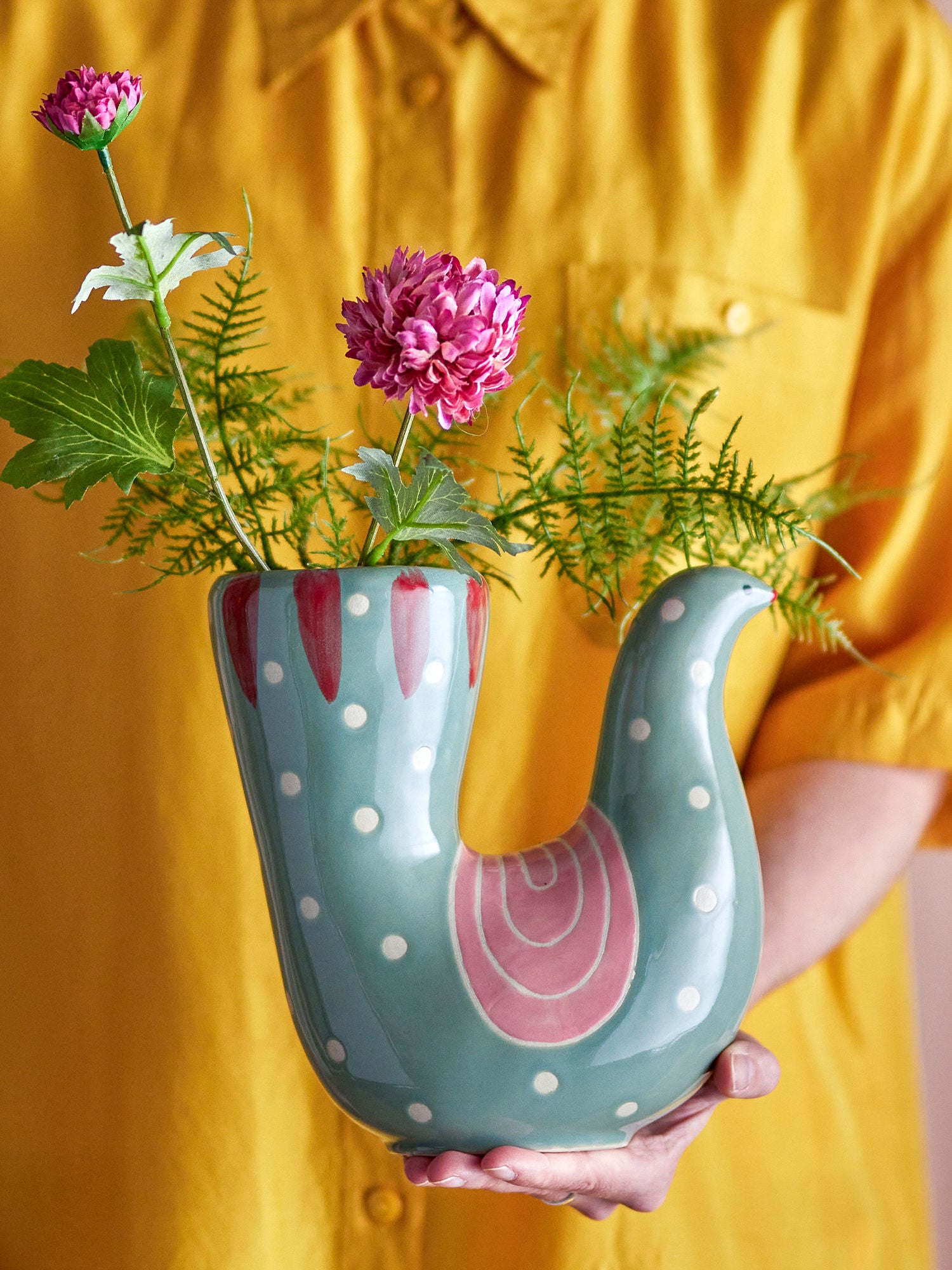 Bloomingville Trudy Vase, Grün, Steinzeug