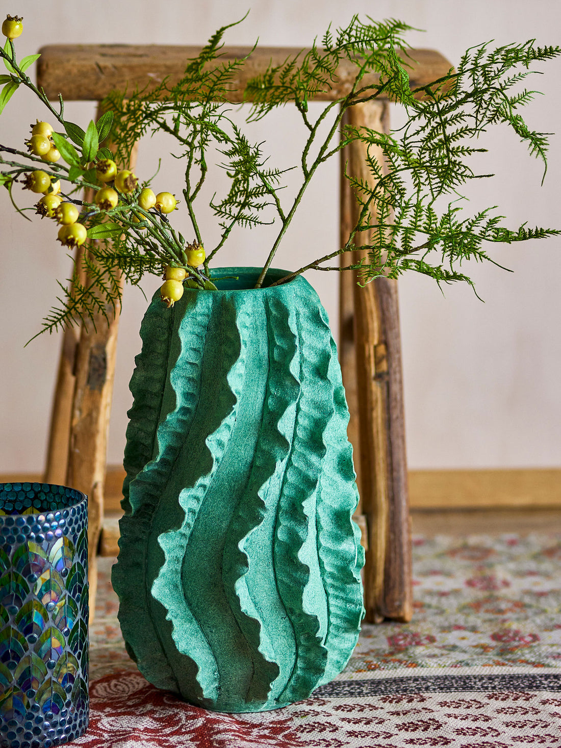 Kreative Kollektion Natika Deko Vase, Green, Terrakotta