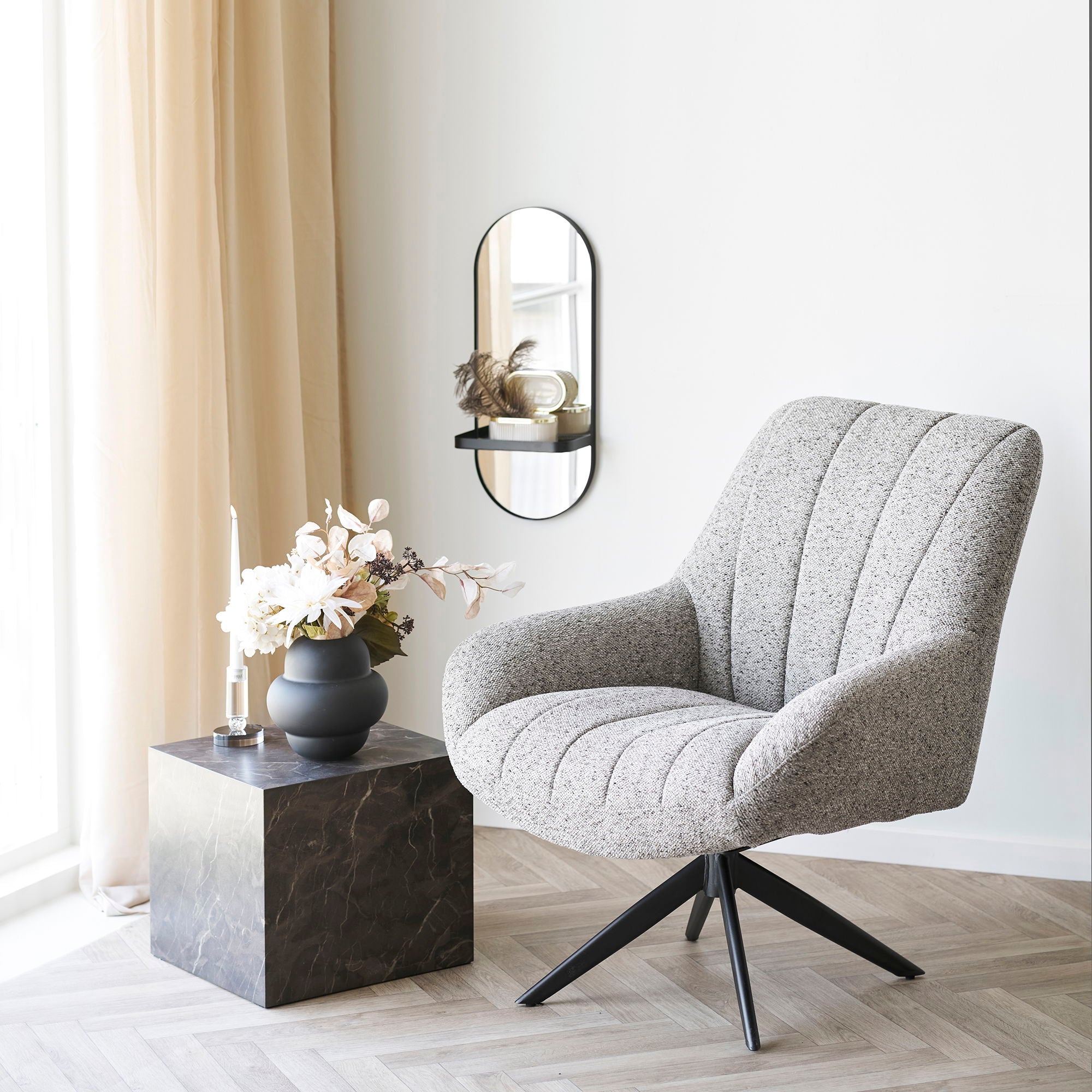 Olbia Mirror - Olbia -Spiegel, Metallregal, Metall, schwarz 25 x 12 x 60 cm
